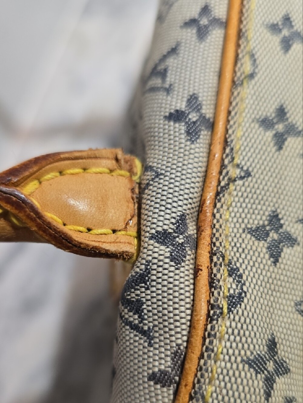 Louis Vuitton Mini Lin Marie Satchel with Tan Leather Trim - Picture 6 of 16